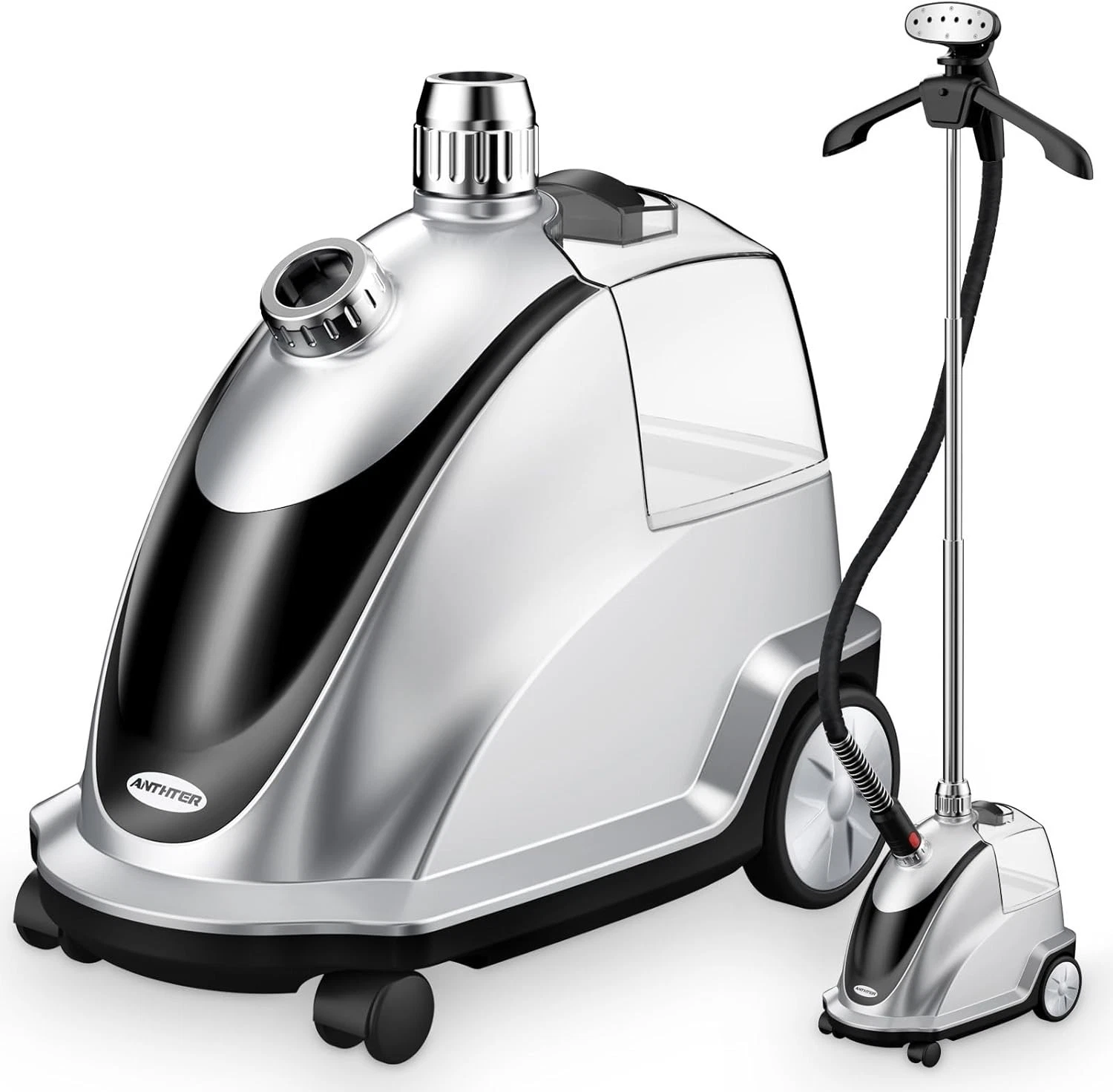 Anthter Steamer for Clothes, 1500W Powerful Standing Garment Steamer Roll Wheels