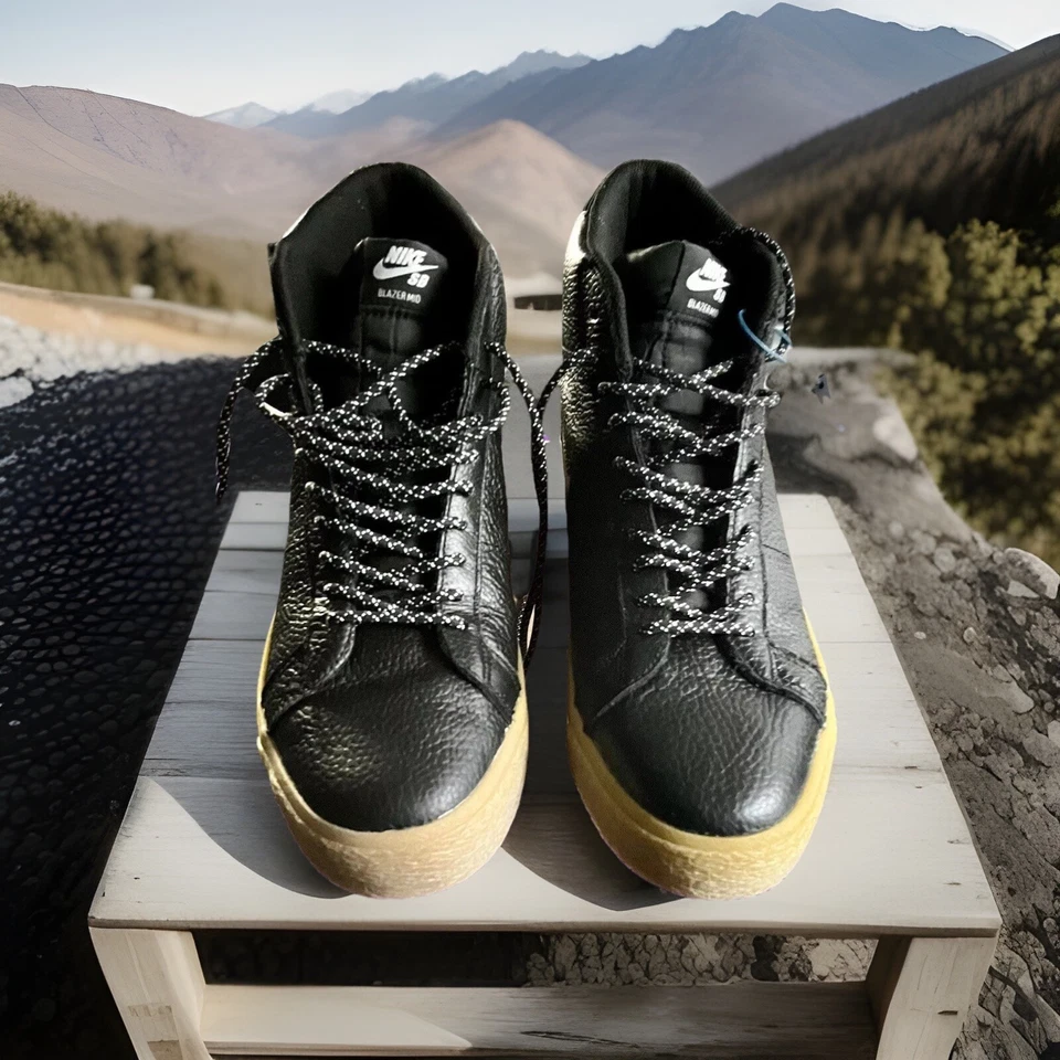 NIKE SB ZOOM BLAZER MID PREMIUM CUERO NEGRO/GOMA JOYA SWOOSH PARA HOMBRE TALLA 11.5 Foto 3 de 4