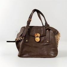 Michael Kors Brown Hamilton Shoulder Bag with Gold Padlock & Chain Strap