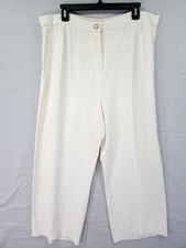 St John Cream Wide Leg Crop Pants Size 38x26 Sophisticated Professional flaws