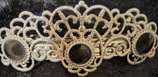 Vintage 1980s Silver Black Metal Filigree Barrette Hair Clip, Victorian, 4 in