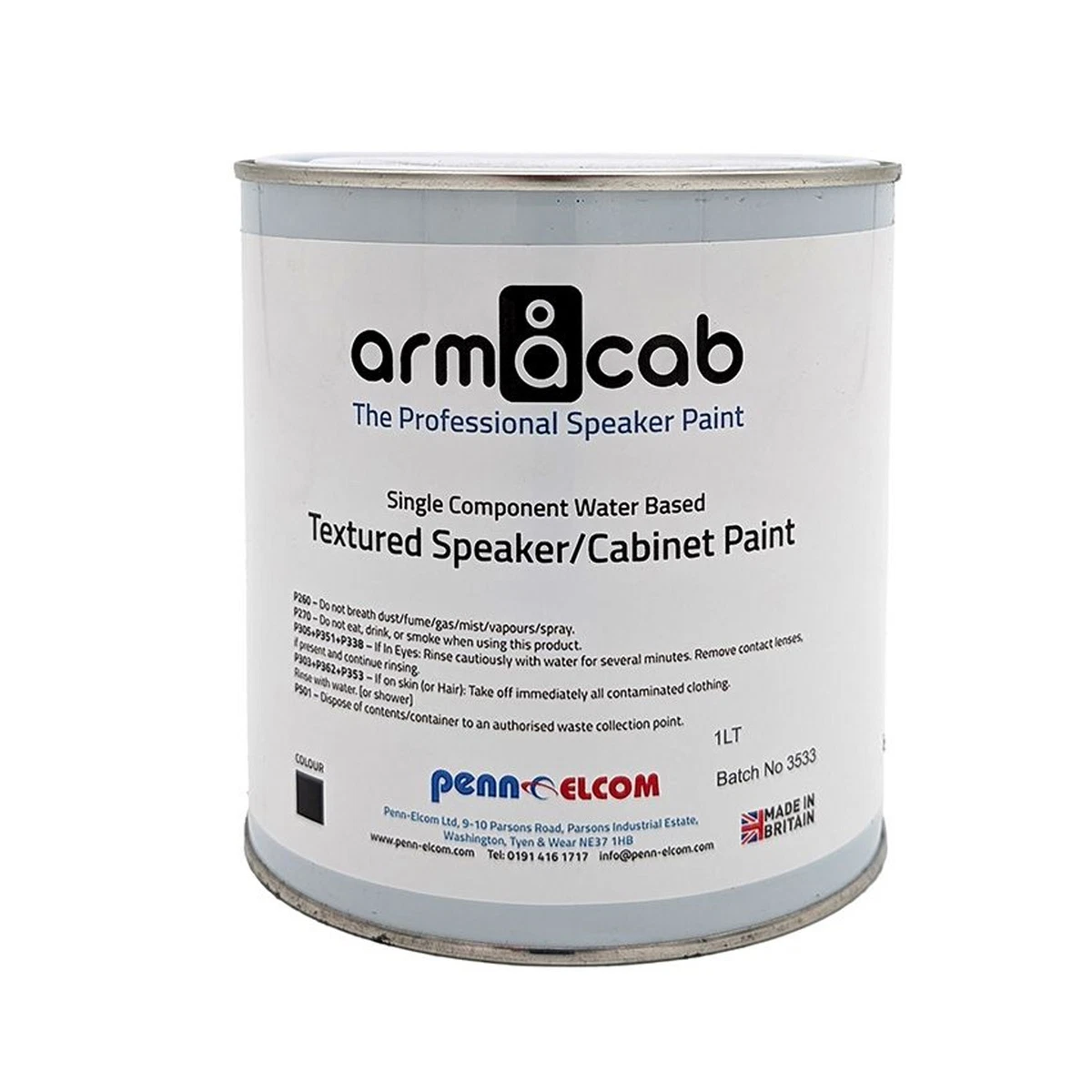 Pintura para altavoz/gabinete con textura negra Penn Elcom Armacab - 1 litro