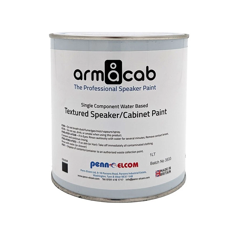 Penn Elcom Armacab Black Textured Speaker/Cabinet Paint - 1 Litre - Image 1 of 1