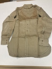 WWII  Korean War US Military Army Tan Shirt Size 32 Small w/2 Stripes 1