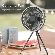 USB Rechargeable Camping Fan with LED Light Portable Ceiling Travel Fan
