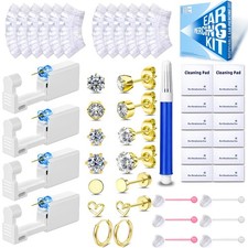 40Pcs Ear Piercing Kit, 4 Disposable Guns, Gold Plated Gold-S1