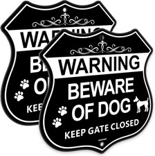 Beware of Dog Signs for Fence, Warning Aluminum Sign Beware of Dog, Keep Gate Cl