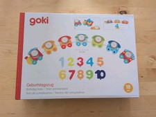 Goki Geburtstagszug für 7  Teelicht mit Zahlen 1-10  Holzzug Geburtstagsdeko