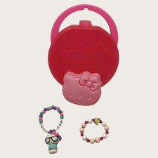 Sanrio Hello Kitty Lot Pink Carrying Case Friendship Bracelets Nerdy Kitty Angel