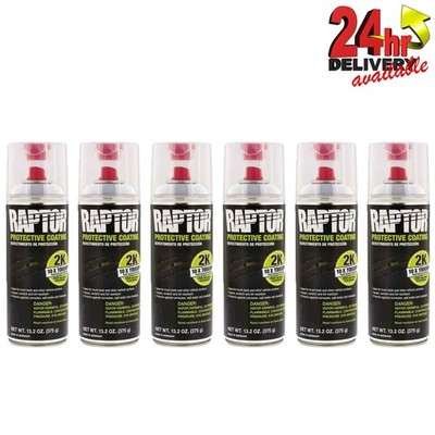 6 X UPOL RAPTOR 2K TOUGH BED LINER U-POL PROTECTOR 400ML AEROSOL - SCHWARZ