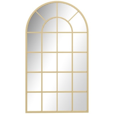 HOMCOM Moderner Bogenfenster Wandspiegel für Wohnzimmer Schlafzimmer, goldfarben