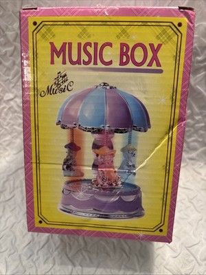 Purple and Blue Carousel Music Box