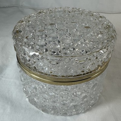 Victorian Cut Crystal Casket - 2.5lb Heavy Lead Glass Wire-Hinge Box 1900c ANTQ
