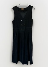 Eddie Bauer Corduroy Midi Dress S Navy Modest Cottagecore Prairie Country Vtg