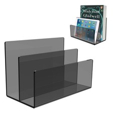 Acrylic File Holder 1PC 2 Sections Clear Black File Organizer Mail Sorter
