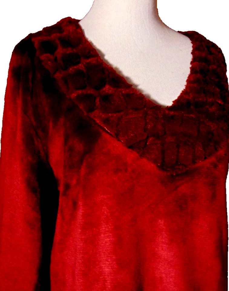 ADRIENNE LANDAU MUJER BORGOÑA SUAVE IMITACIÓN PIEL CONJUNTO TOP PANTALONES CONJUNTO ~ M/L Foto 3 de 4