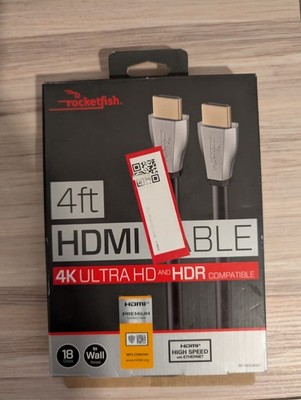 Rocketfish 4ft 4K Ultra HD/HDR In-Wall Rated HDMI Cable Black Compatible