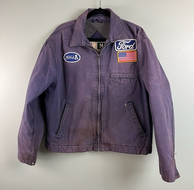 #ad #ad Vintage WearGuard Men’s M Chore Work Jacket Canvas Navy Blue Ford Lined Cotton $39.99