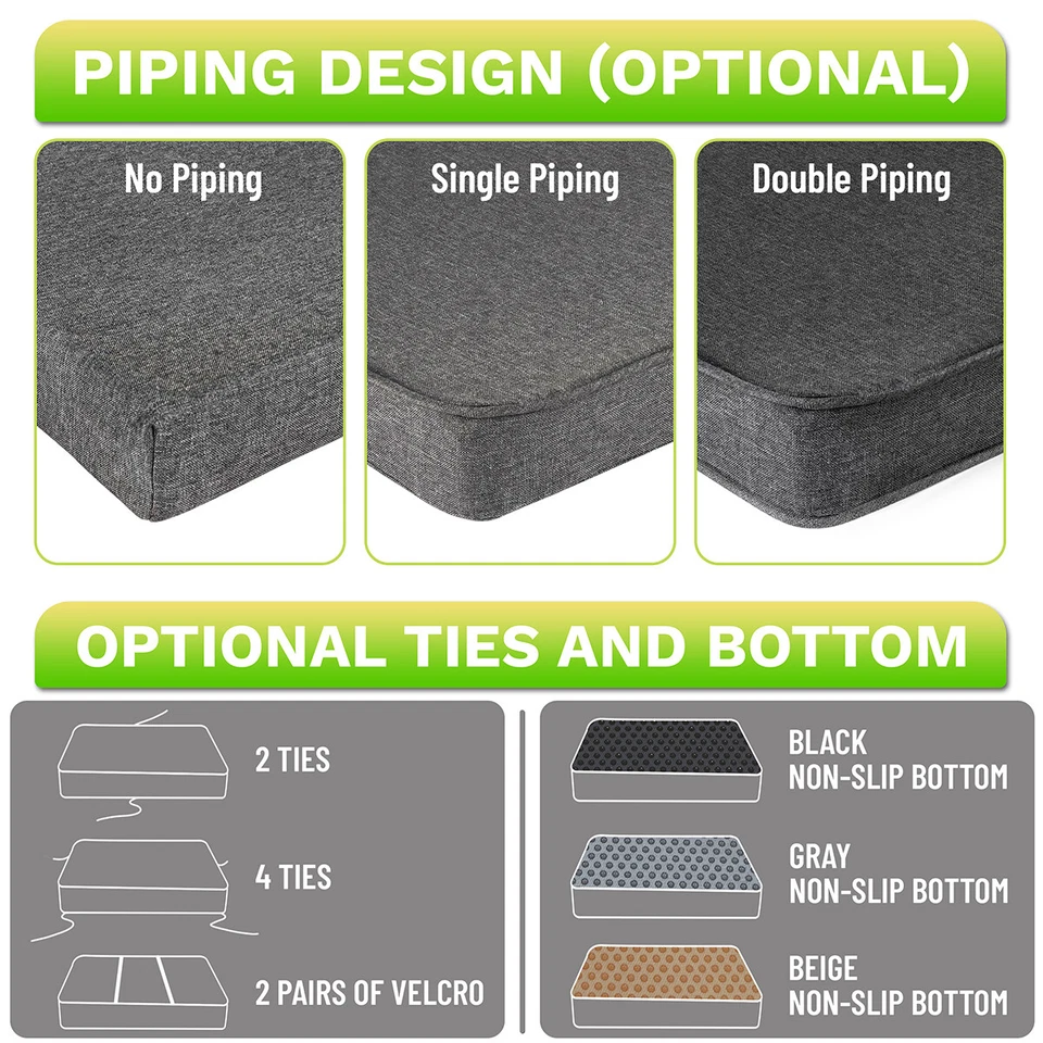 Colourtree 9" Grueso Banco Cojín Cubierta Ventana Asiento Cojín Interior Exterior Foto 3 de 4