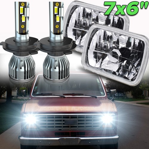 7x6 5x7 LED Headlights With DRL For Ford Econoline E-100 To E-350 – Hi/Lo Beam, H4, 5-Year Warranty