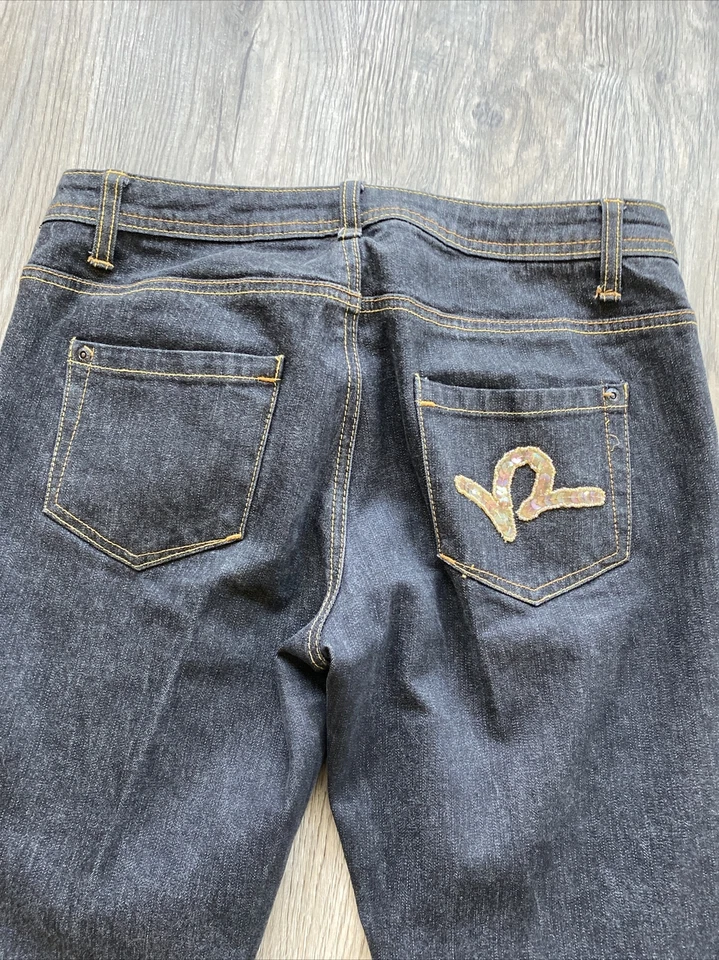 Vintage Y2k Roca Wear Blk Denim Lowrise Flares Sz 7/8 - Изображение 4 из 4