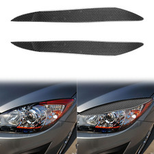 Real Carbon Fiber Headlight Eyelids Eyebrows Cover Trim For Mazda 3 2010-2013
