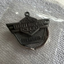 National Street Machine Club Life Member Silver Tone Metal Keychain Keyring