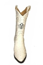 Men's Cowboy Ostrich Print Leather Western J Toe Boots Handcrafted 