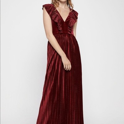 wine red gown