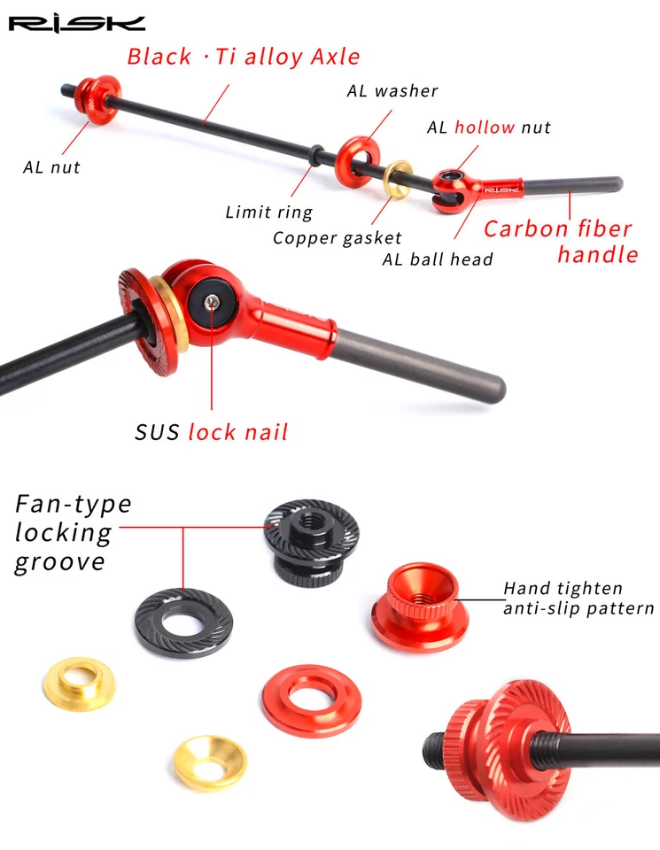 Titanium Bicycle Skewers QR Road-MTB Bike Ti Quick Release - Image 3 of 4