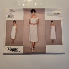 1990's VOGUE Misses' Dress Marc Jacobs Pattern 1965 Size 6-8-10 UNCUT FF