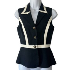 Soooo Crazy By Rina Rossi Black & White Fitted Nwt Business Vintage Vest- Size 2