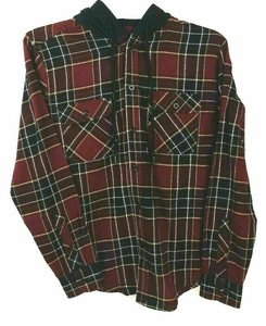 no boundaries men's hooded long sleeve flannel