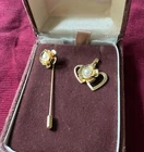 Vintage ROSE PEARL STICK PIN/PEARL ROSE PENDENT  Costume Jewelry