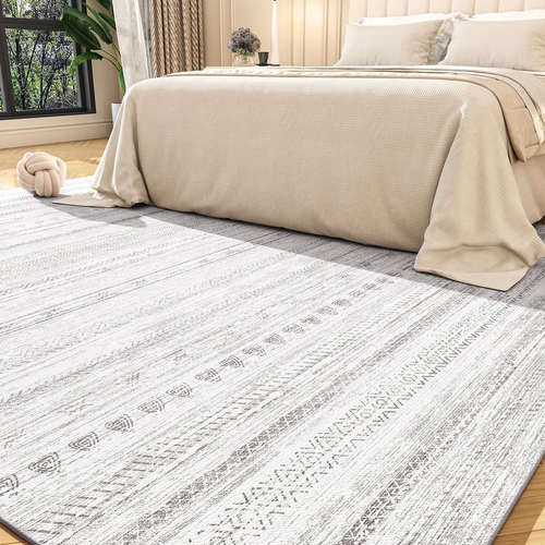 5X7 Area Rugs for Living Room Machine Washable Rug Distressed Indoor Carpet Neut