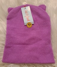 Cat Jack Purple Cuffed Beanie Hat With Ears Soft Girls One Size Violet NWT