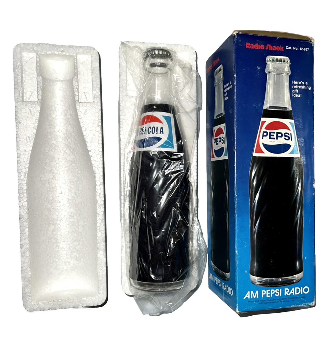 Vintage Pepsi Bottle Novelty Transistor Radio By Radio Shack, Cat