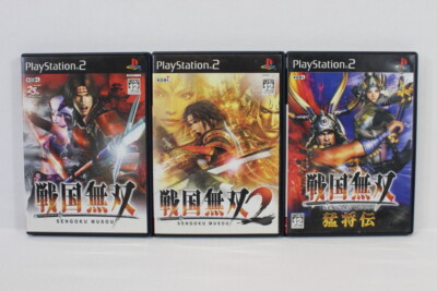 Lot of 3 Sengoku Musou 1 Moushouden 2 Samurai Warriors CIB PS 2 PS2 Japan Import