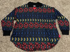Vtg E-G-O Women’s 16W Sweater Acrylic Blend USA Made Black Blue B4