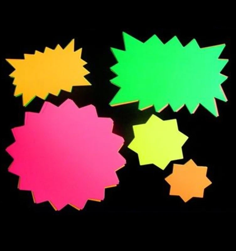 Neon Cards Fluorescent Stars Flash Price Display Tags Labels Shop Pricing
