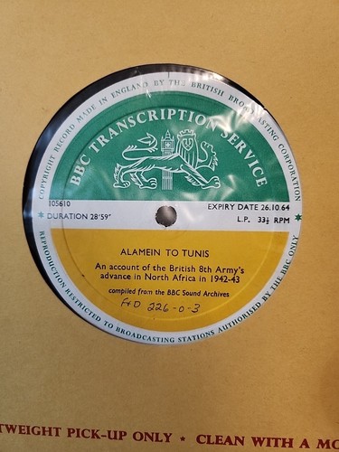 BBC Transcription Services Vinyl LP Alamein to Tunis British 8th Army 1942-43 - Picture 2 of 6