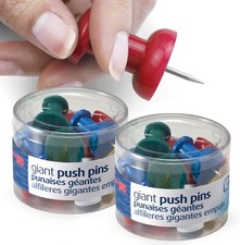 Giant Push Pins, 1.5"" Assorted Colors, 2 Tubs of 12 92905 