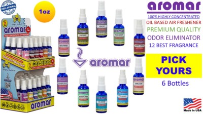 6X AROMAR 100% OIL HIGHLY CONCENTRATED AIR FRESHENER ELIMINATES ODORS (LOT OF 6)