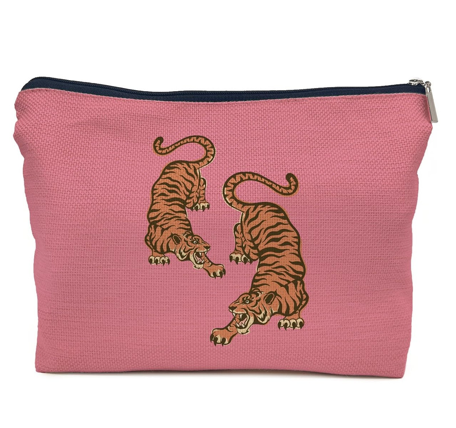Pink Cheetah Makeup Bag with Zipper for Cosmetics Storage