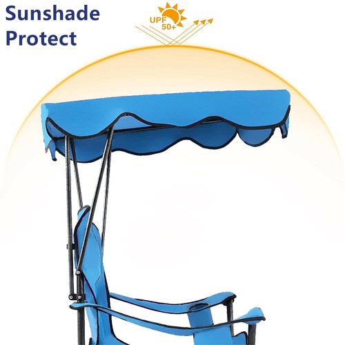 ALPHA CAMP Camping Chairs with Canopy Shade Outdoor Folding Chair Portable Chair - Picture 4 of 9