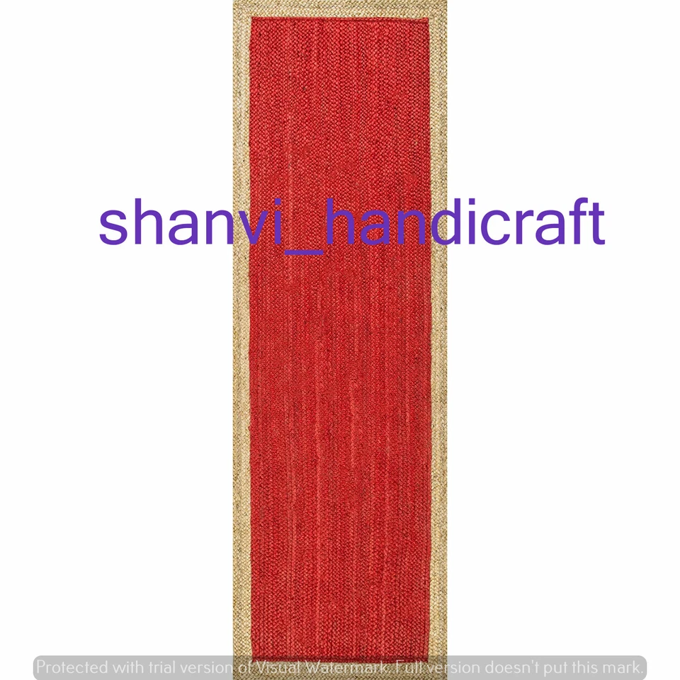 Natural Indian Braided Rectangle Area Rug Jute Yoga Mat Floor Rug Mat Carpet Art - Image 3 of 4