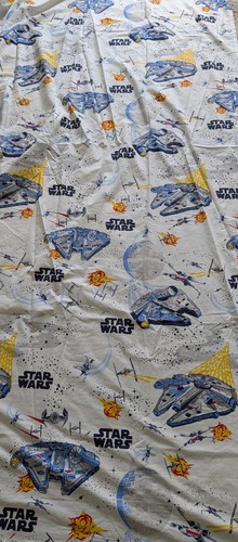 Pottery Barn twin top flat sheet Star Wars Millennium Falcon R2D2 C3PO Darth x2 - Picture 10 of 23