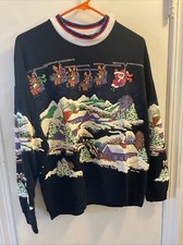 Vintage Nutcracker Ugly Christmas All Over Print Sweater Sweatshirt M Santa 1992