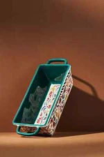 New Anthropologie Aleena Loaf Pan Floral Birds Berries Bread New in Box