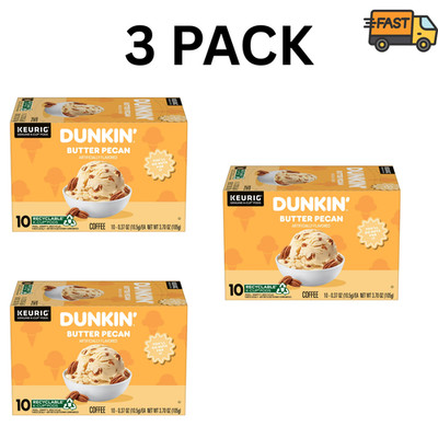 Dunkin Butter Pecan Coffee K-Cup Pods 10 Count Boxes Pack of 3
